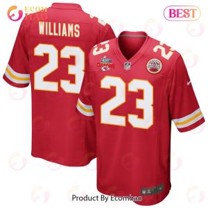 Joshua Williams 23 Kansas City Chiefs Super Bowl LVII Champions 3 Stars Men Game Jersey – Red