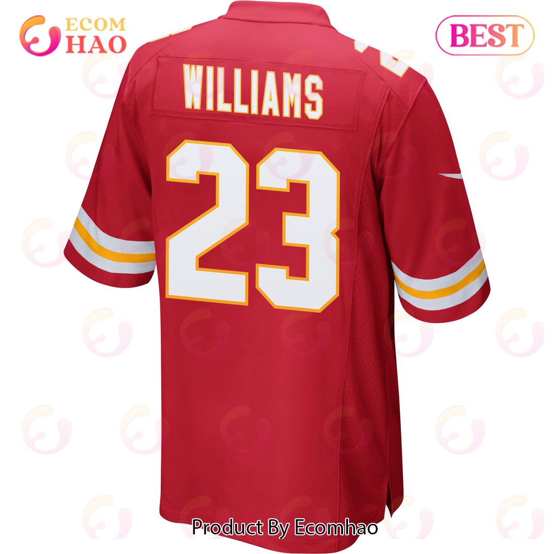 Joshua Williams 23 Kansas City Chiefs Super Bowl LVII Champions 3 Stars Men Game Jersey – Red