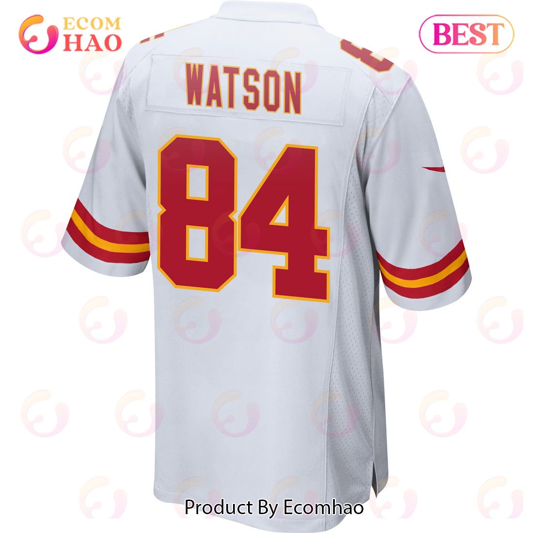 Justin Watson 84 Kansas City Chiefs Super Bowl LVII Champions 3 Stars Men Game Jersey – White