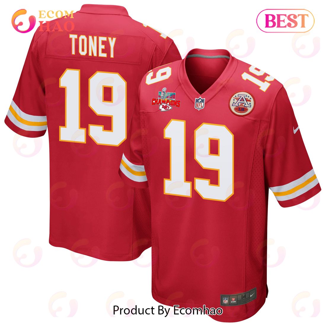 Kadarius Toney 19 Kansas City Chiefs Super Bowl LVII Champions 3 Stars Men Game Jersey – Red