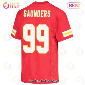Khalen Saunders 99 Kansas City Chiefs Super Bowl LVII Champions 3 Stars Youth Game Jersey – Red