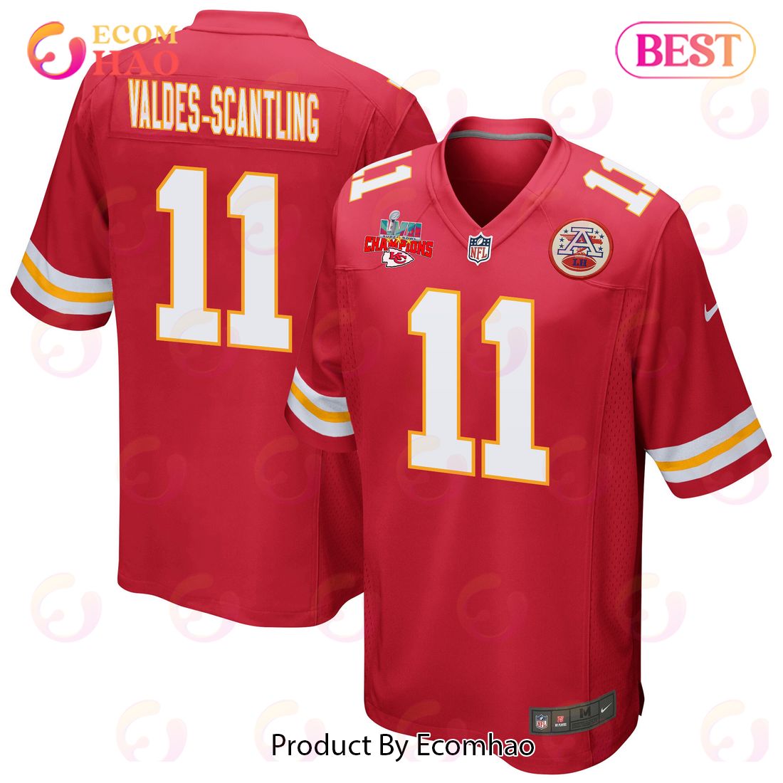 Marquez Valdes-Scantling 11 Kansas City Chiefs Super Bowl LVII Champions 3 Stars Men Game Jersey – Red