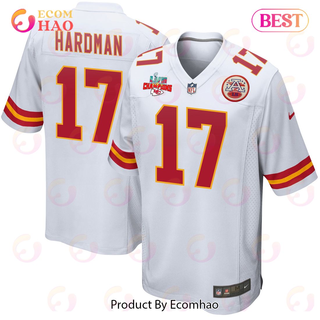 Kansas City Chiefs Nike Game Road Jersey - White - Mecole Hardman - Mens