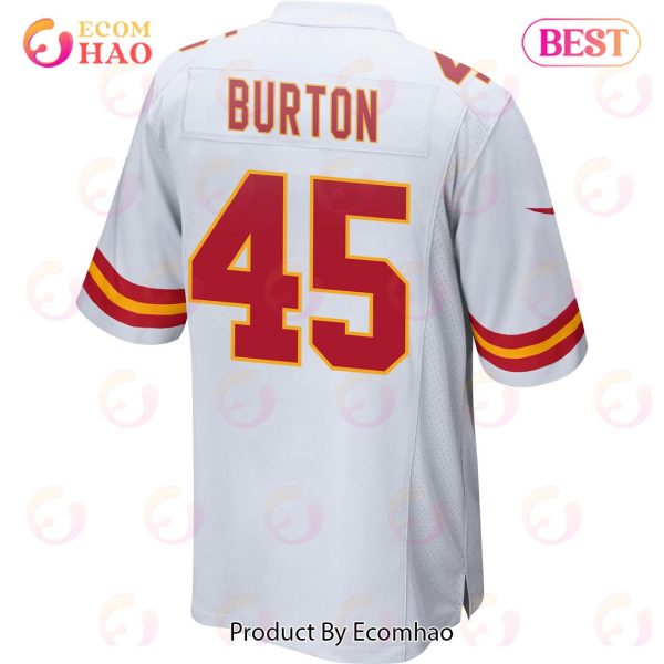 Michael Burton 45 Kansas City Chiefs Super Bowl LVII Champions 3 Stars Men Game Jersey – White