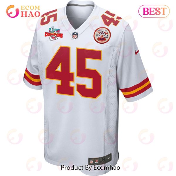 Michael Burton 45 Kansas City Chiefs Super Bowl LVII Champions 3 Stars Men Game Jersey – White