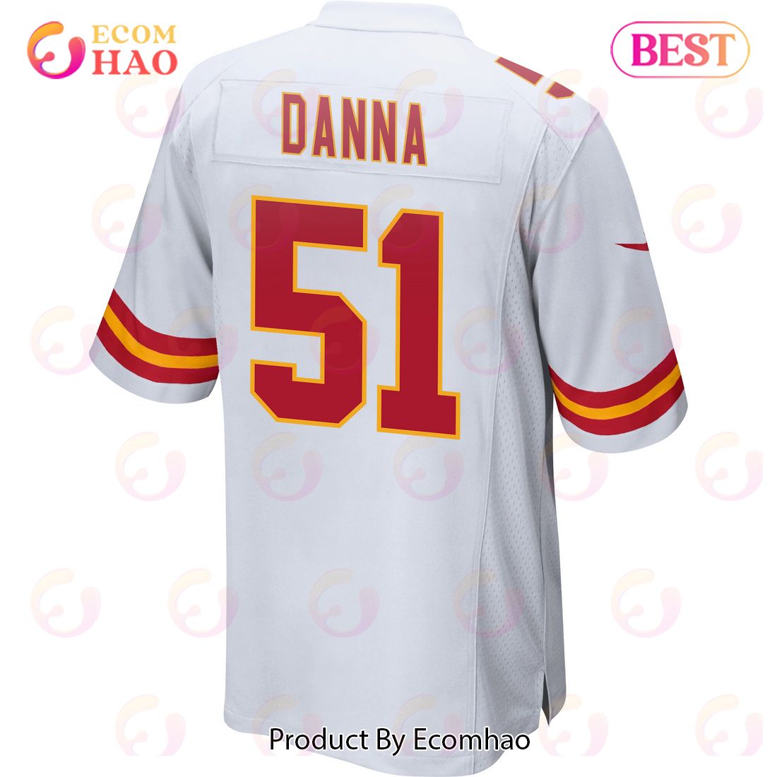 Mike Danna 51 Kansas City Chiefs Super Bowl LVII Champions 3 Stars Men Game Jersey – White