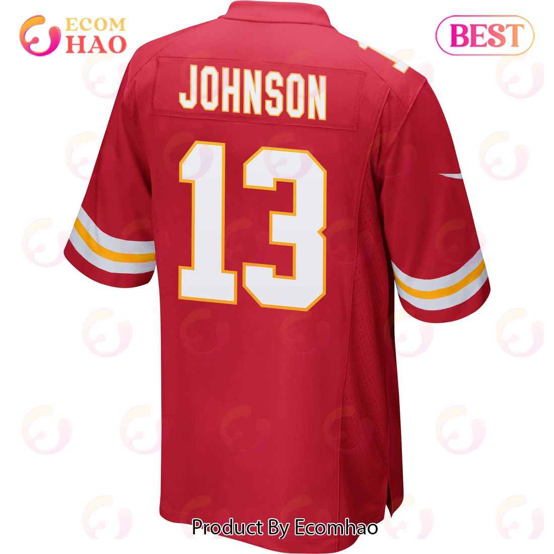 Nazeeh Johnson 13 Kansas City Chiefs Super Bowl LVII Champions 3 Stars Men Game Jersey – Red