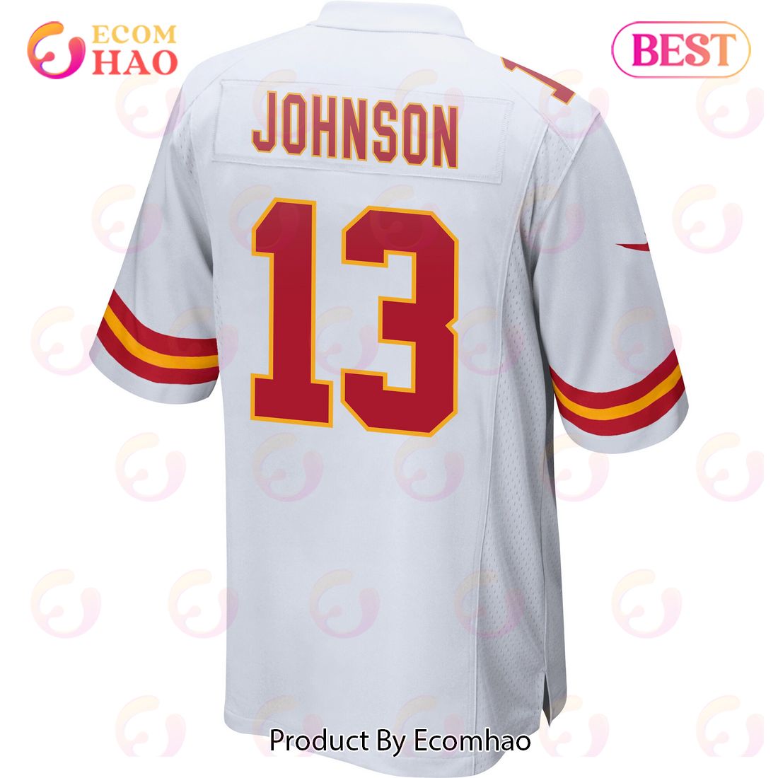 Nazeeh Johnson 13 Kansas City Chiefs Super Bowl LVII Champions 3 Stars Men Game Jersey – White