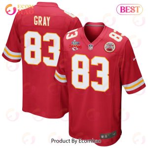 Noah Gray 83 Kansas City Chiefs Super Bowl LVII Champions 3 Stars Men Game Jersey – Red