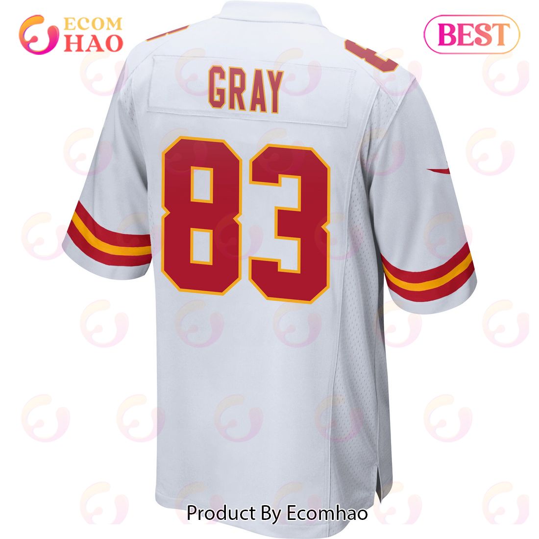 Noah Gray 83 Kansas City Chiefs Super Bowl LVII Champions 3 Stars Men Game Jersey – White