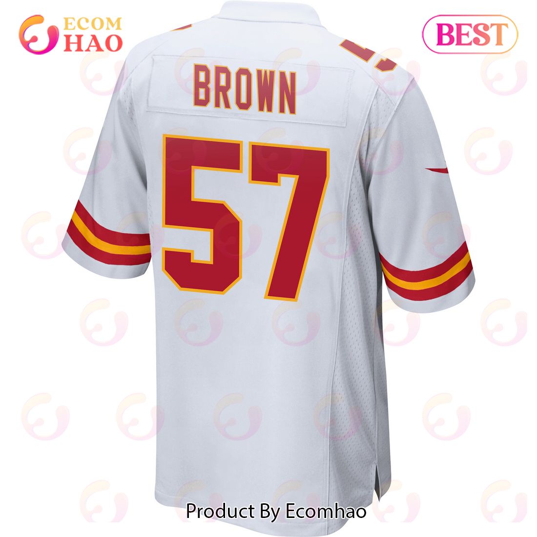 Orlando Brown 57 Kansas City Chiefs Super Bowl LVII Champions 3 Stars Men Game Jersey – White