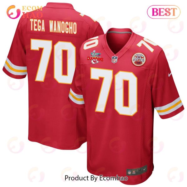Prince Tega Wanogho 70 Kansas City Chiefs Super Bowl LVII Champions 3 Stars Men Game Jersey – Red