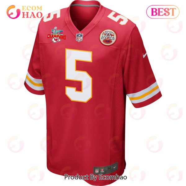 Tommy Townsend 5 Kansas City Chiefs Super Bowl LVII Champions 3 Stars Men Game Jersey – Red