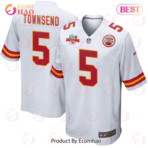 Tommy Townsend 5 Kansas City Chiefs Super Bowl LVII Champions 3 Stars Men Game Jersey – White