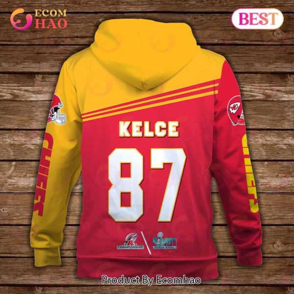 Travis Kelce 87 Kansas City Chiefs Super Bowl Champion 2023 AFC Champions Unisex 3D Hoodie
