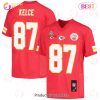 Travis Kelce 87 Kansas City Chiefs Super Bowl LVII Champions 3 Stars Men Game Jersey – White
