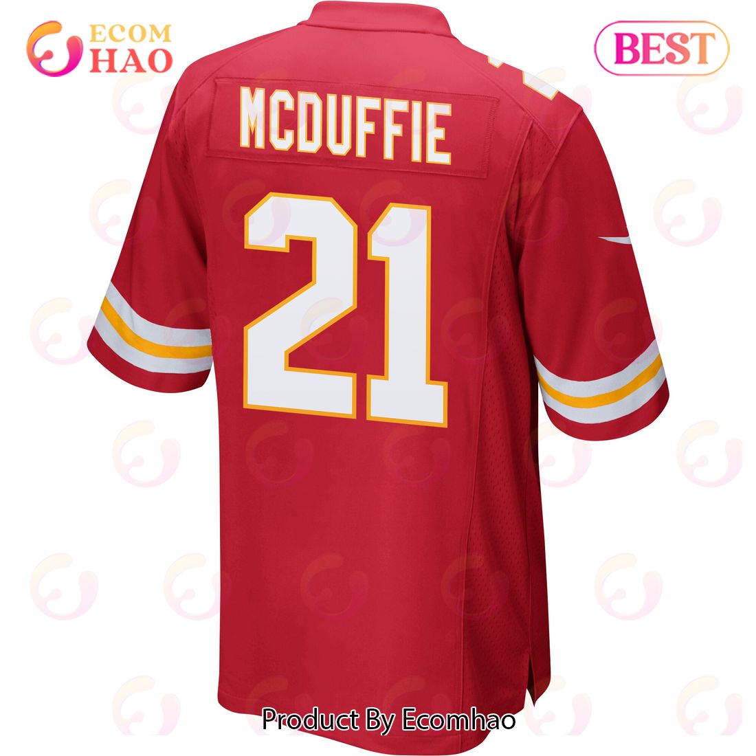 Trent McDuffie 21 Kansas City Chiefs Super Bowl LVII Champions 3 Stars Men Game Jersey – Red