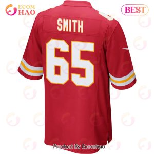 Trey Smith 65 Kansas City Chiefs Super Bowl LVII Champions 3 Stars Men Game Jersey – Red