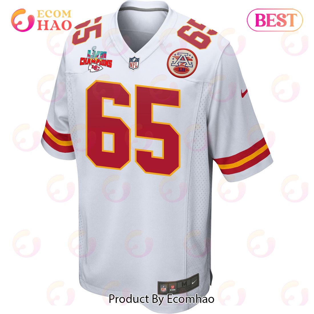 Trey Smith 65 Kansas City Chiefs Super Bowl LVII Champions Youth Game  Jersey - White - Bluefink