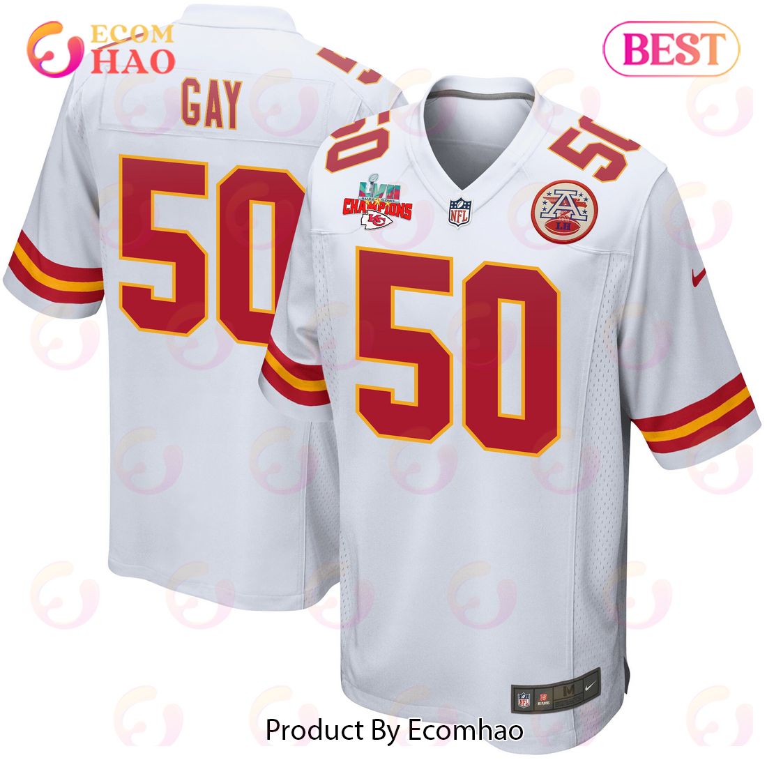 Willie Gay 50 Kansas City Chiefs Super Bowl LVII Champions Youth Game Jersey  - White - Bluefink