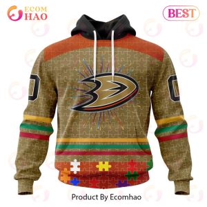 Personalized NHL Anaheim Ducks Specialized Design With Fearless Aganst Autism 3D Hoodie