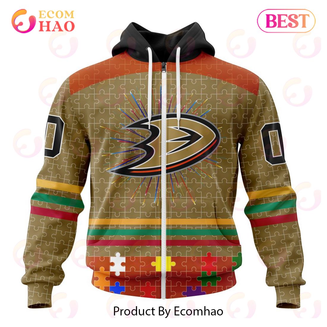 Personalized NHL Anaheim Ducks Specialized Design With Fearless Aganst Autism 3D Hoodie