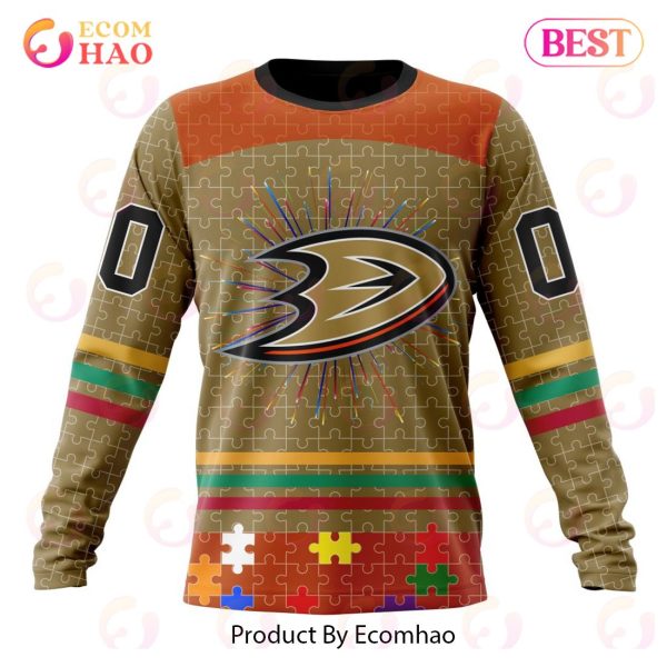 Personalized NHL Anaheim Ducks Specialized Design With Fearless Aganst Autism 3D Hoodie
