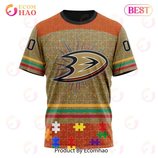Personalized NHL Anaheim Ducks Specialized Design With Fearless Aganst Autism 3D Hoodie