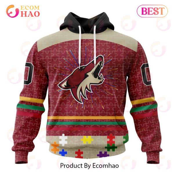 Personalized NHL Arizona Coyotes Specialized Design With Fearless Aganst Autism 3D Hoodie