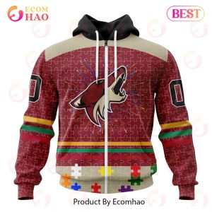 Personalized NHL Arizona Coyotes Specialized Design With Fearless Aganst Autism 3D Hoodie