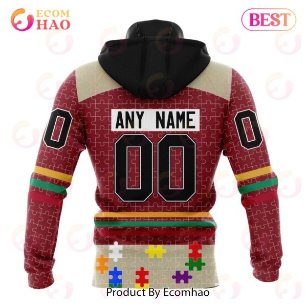 Personalized NHL Arizona Coyotes Specialized Design With Fearless Aganst Autism 3D Hoodie