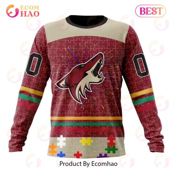 Personalized NHL Arizona Coyotes Specialized Design With Fearless Aganst Autism 3D Hoodie