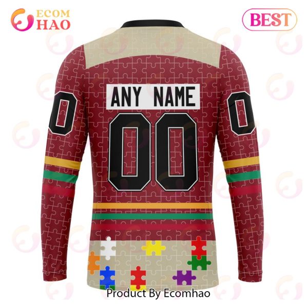 Personalized NHL Arizona Coyotes Specialized Design With Fearless Aganst Autism 3D Hoodie