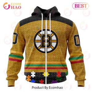 Personalized NHL Boston Bruins Specialized Design With Fearless Aganst Autism 3D Hoodie