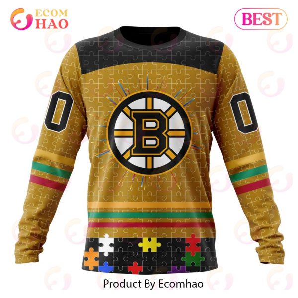 Personalized NHL Boston Bruins Specialized Design With Fearless Aganst Autism 3D Hoodie
