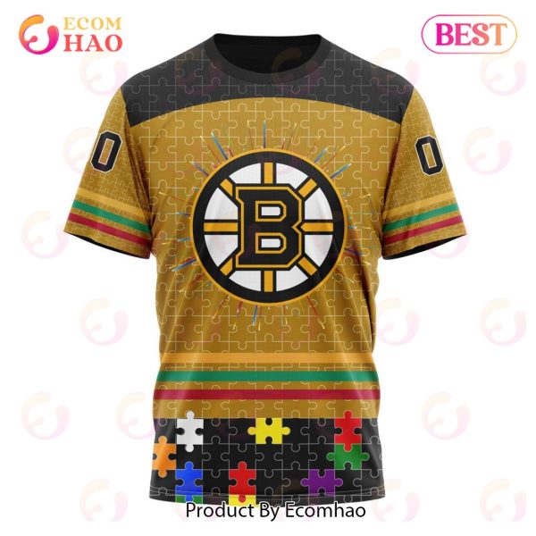 Personalized NHL Boston Bruins Specialized Design With Fearless Aganst Autism 3D Hoodie