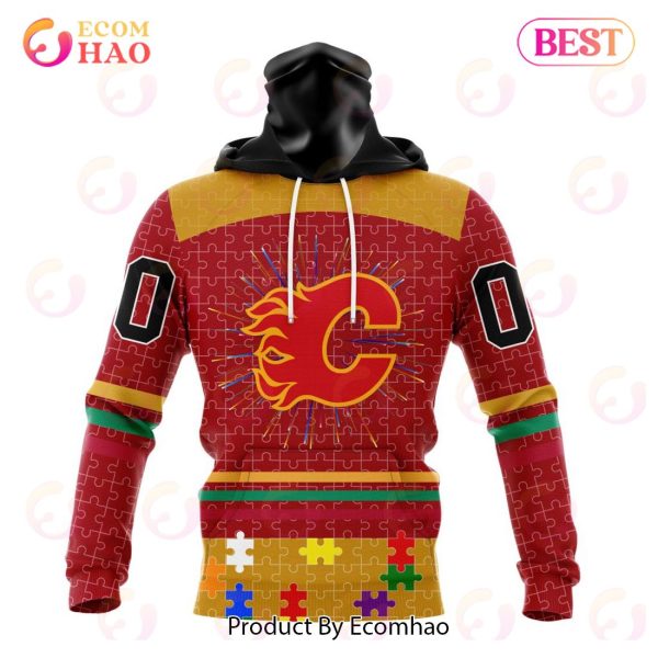 Personalized NHL Calgary Flames Specialized Design With Fearless Aganst Autism 3D Hoodie