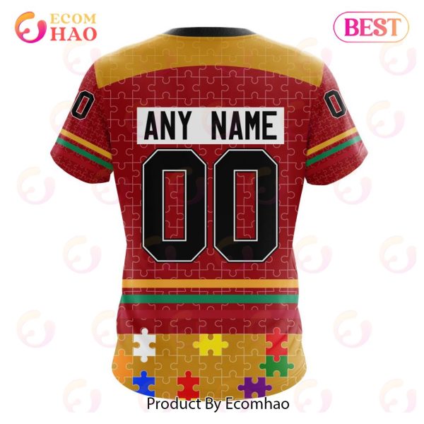 Personalized NHL Calgary Flames Specialized Design With Fearless Aganst Autism 3D Hoodie