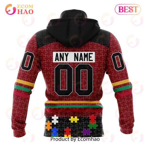 Personalized NHL Carolina Hurricanes Specialized Design With Fearless Aganst Autism 3D Hoodie
