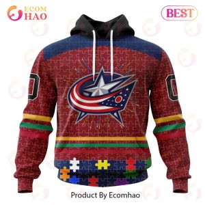 Personalized NHL Columbus Blue Jackets Specialized Design With Fearless Aganst Autism 3D Hoodie