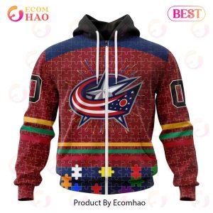 Personalized NHL Columbus Blue Jackets Specialized Design With Fearless Aganst Autism 3D Hoodie