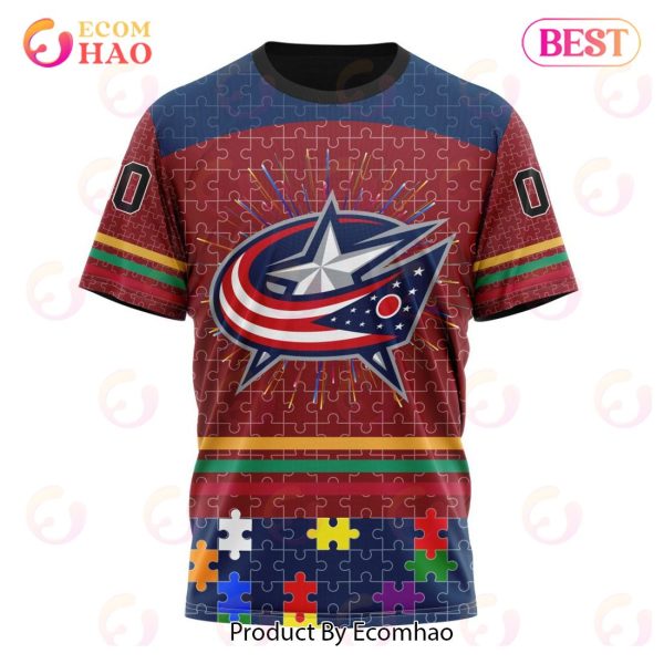 Personalized NHL Columbus Blue Jackets Specialized Design With Fearless Aganst Autism 3D Hoodie