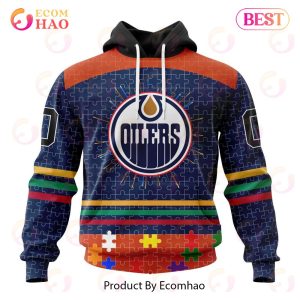 Personalized NHL Edmonton Oilers Specialized Design With Fearless Aganst Autism 3D Hoodie