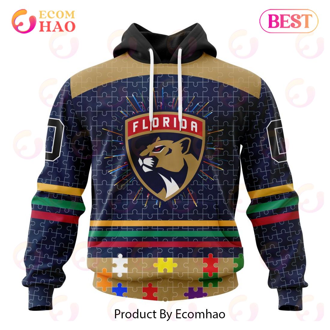 Personalized NHL Florida Panthers Specialized Design With Fearless Aganst Autism 3D Hoodie