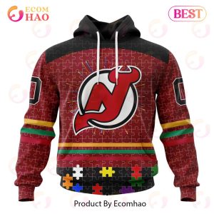 Personalized NHL New Jersey Devils Specialized Design With Fearless Aganst Autism 3D Hoodie