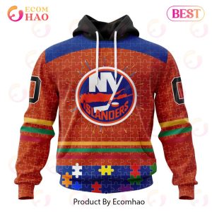 Personalized NHL New York Islanders Specialized Design With Fearless Aganst Autism 3D Hoodie