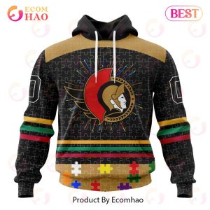 Personalized NHL Ottawa Senators Specialized Design With Fearless Aganst Autism 3D Hoodie