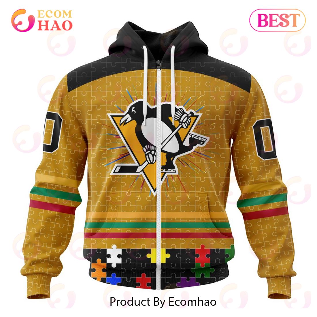 Personalized NHL Pittsburgh Penguins Specialized Design With Fearless Aganst Autism 3D Hoodie