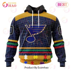 Personalized NHL St. Louis Blues Specialized Design With Fearless Aganst Autism 3D Hoodie