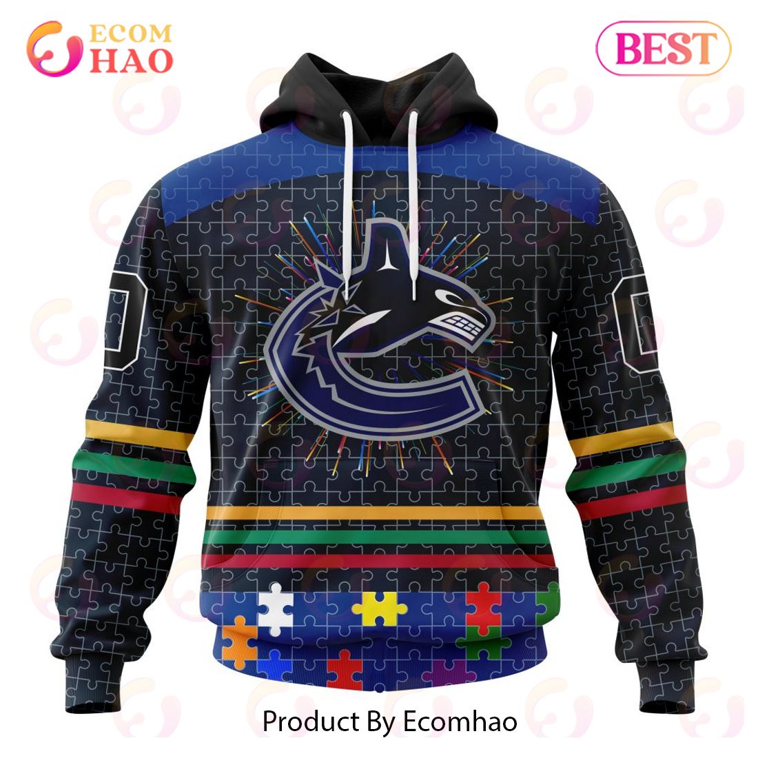 Personalized NHL Vancouver Canucks Specialized Design With Fearless Aganst Autism 3D Hoodie